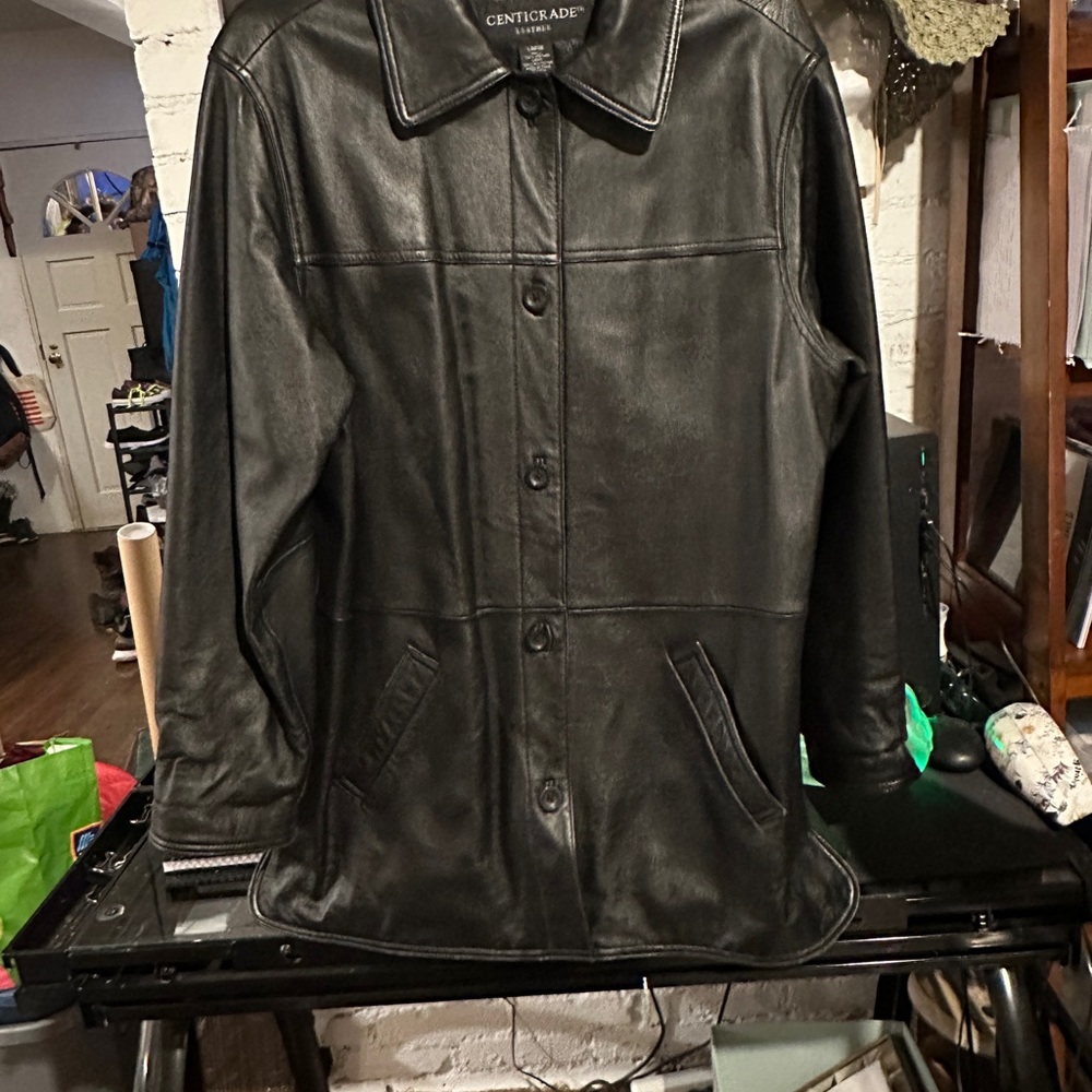 Black Lightweight Leather Shirt Jacket